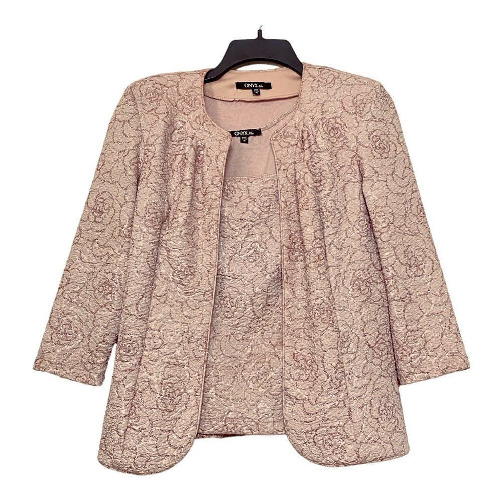Onyx Nite Rose Gold Glitter 2 PC Top and jacket St. Sz M